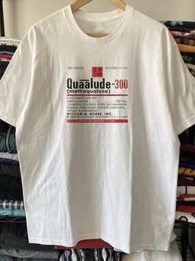 90s Quaalude Pill Promo  White Tee